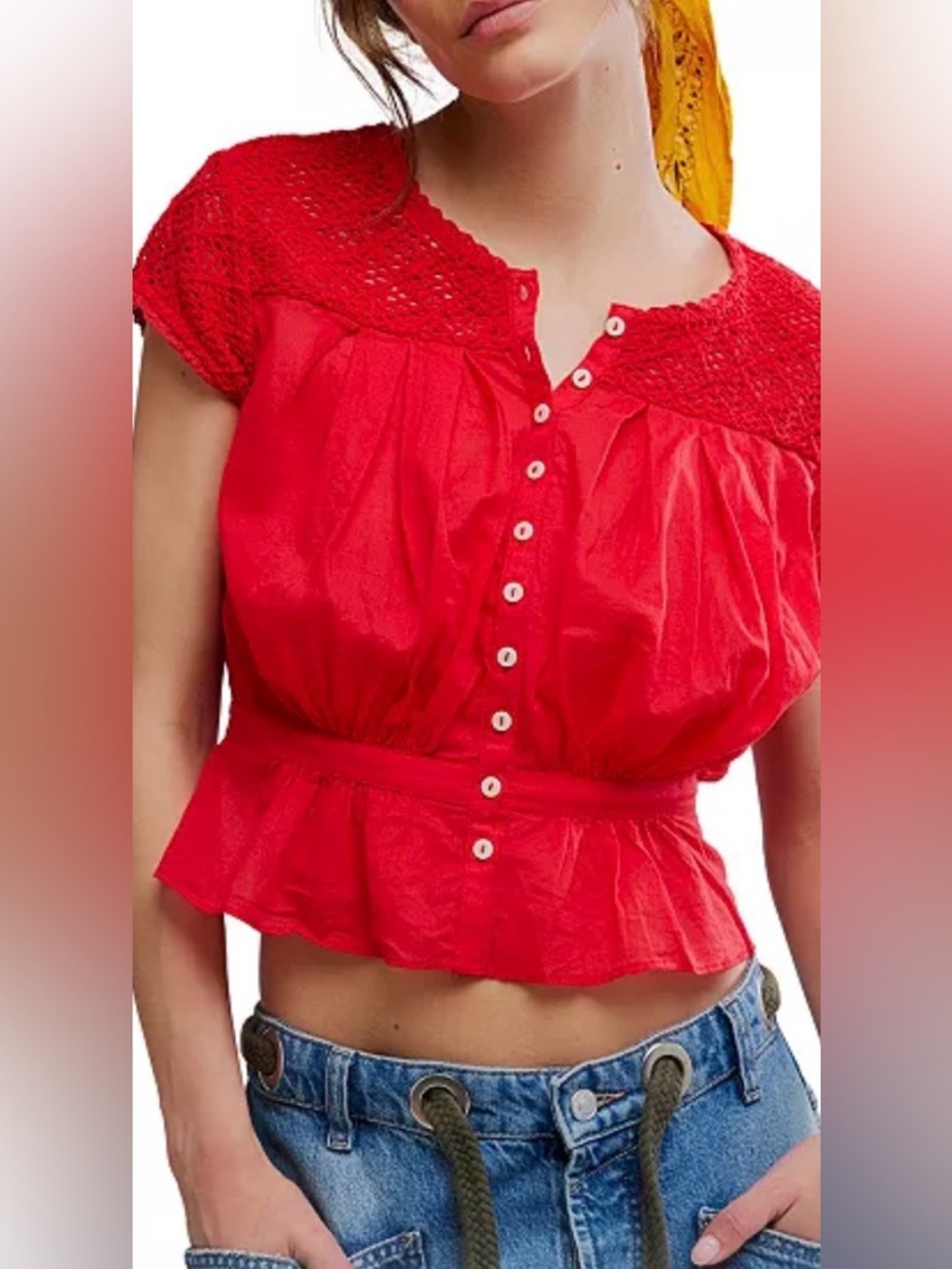 Gemma Embroidered Boat Neck Top NWOT high risk red - Picture 7 of 7